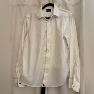 UNTUCKit Crisp White Dress Shirt size Large 100% cotton slim fit wrinkle free